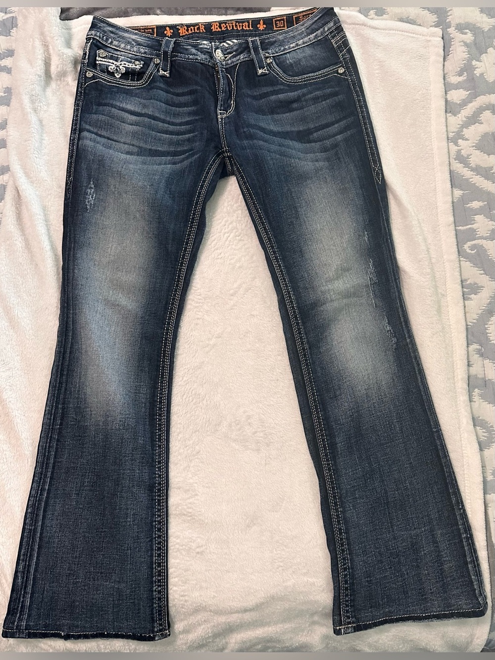 🩵 Rock Revival Sora Boot Jeans | Size 30 | Dark Wash Embellished Flare Bootcut ✨